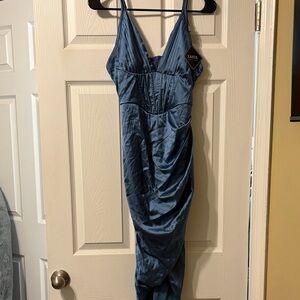 Zaful Blue Draped Midi Dress